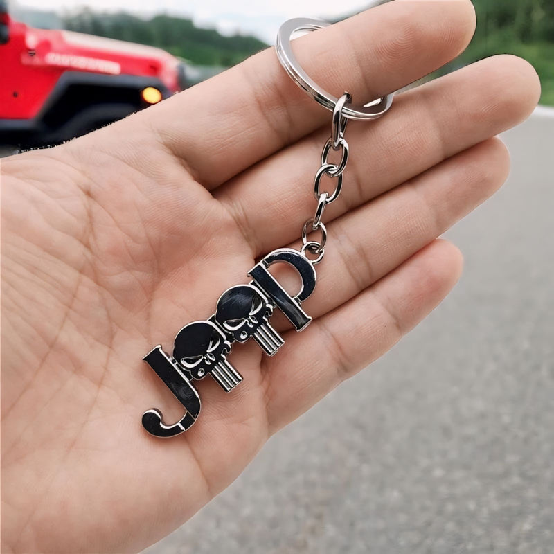 Jeep-Inspired Metal Skull Keychain - Keyring for Wrangler, Rubicon, and Cherokee Owners